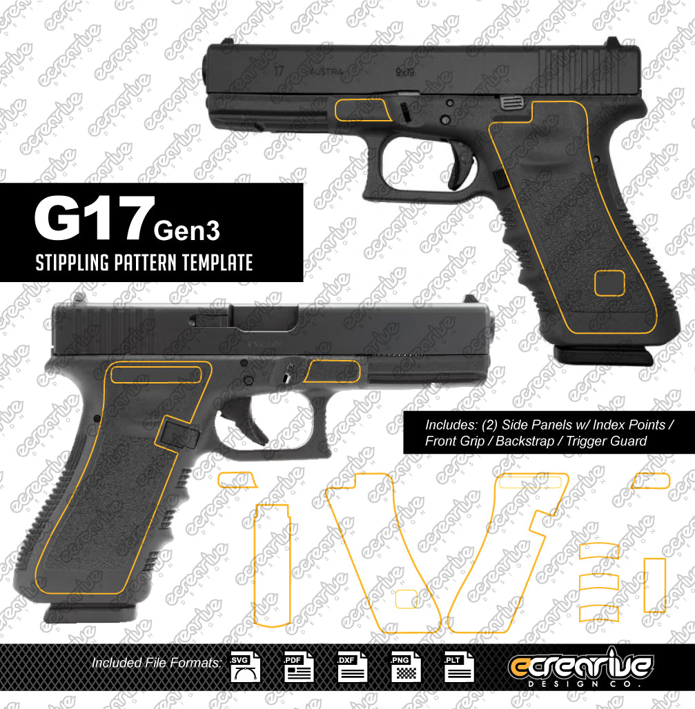Glock G17 Gen3 Laser Stippling Outline Template