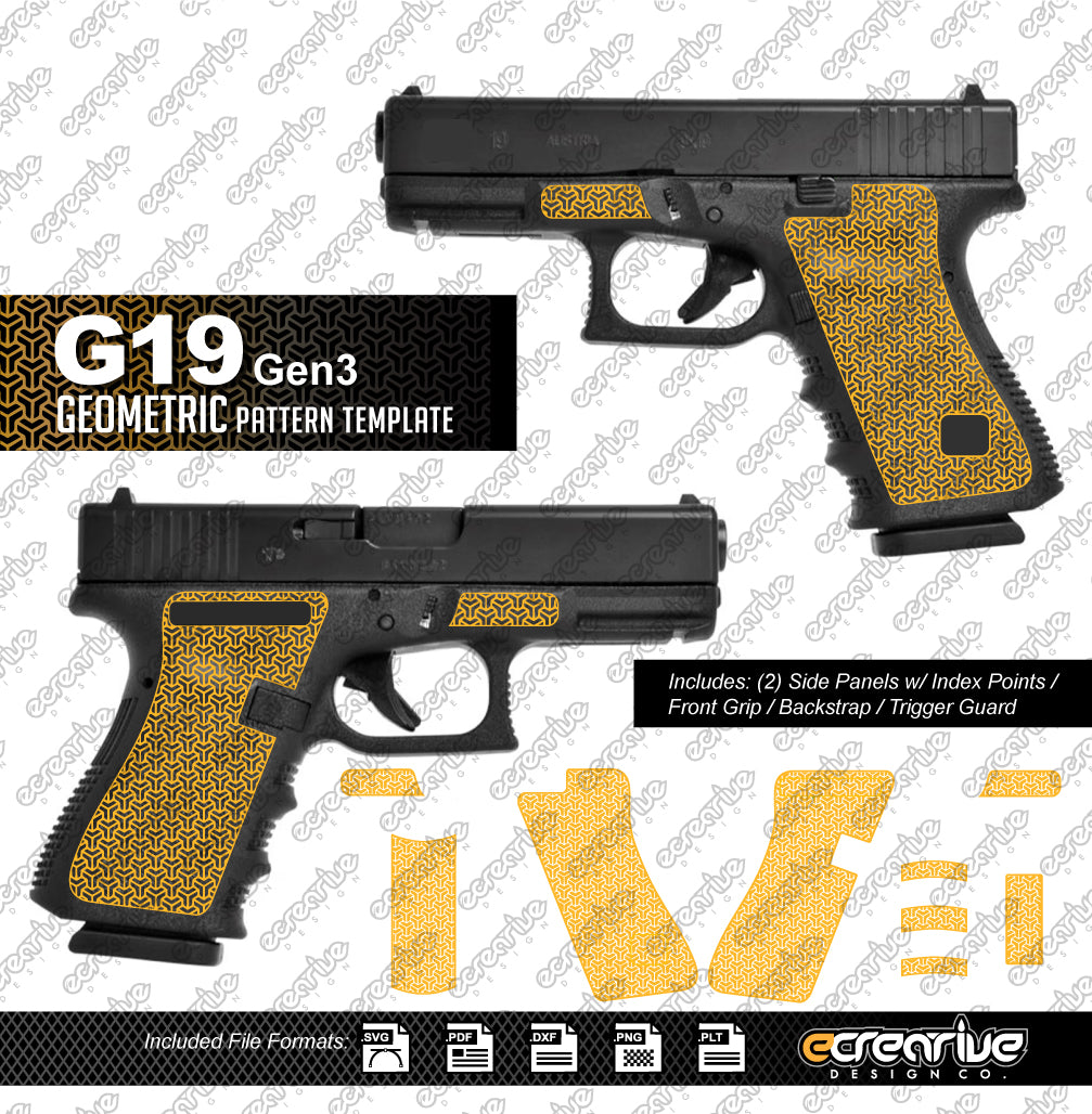 Glock G19 Gen3 GEOMETRIC Pattern Laser Stippling Template