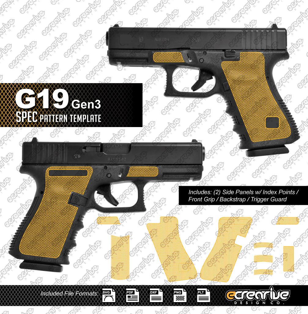 Glock G19 Gen3 SPEC Pattern Laser Stippling Template