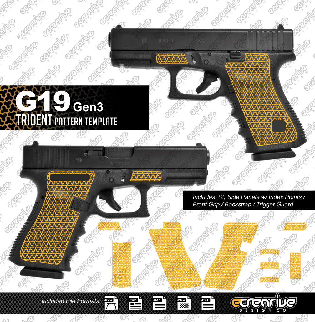 Glock G19 Gen3 TRIDENT Pattern Laser Stippling Template