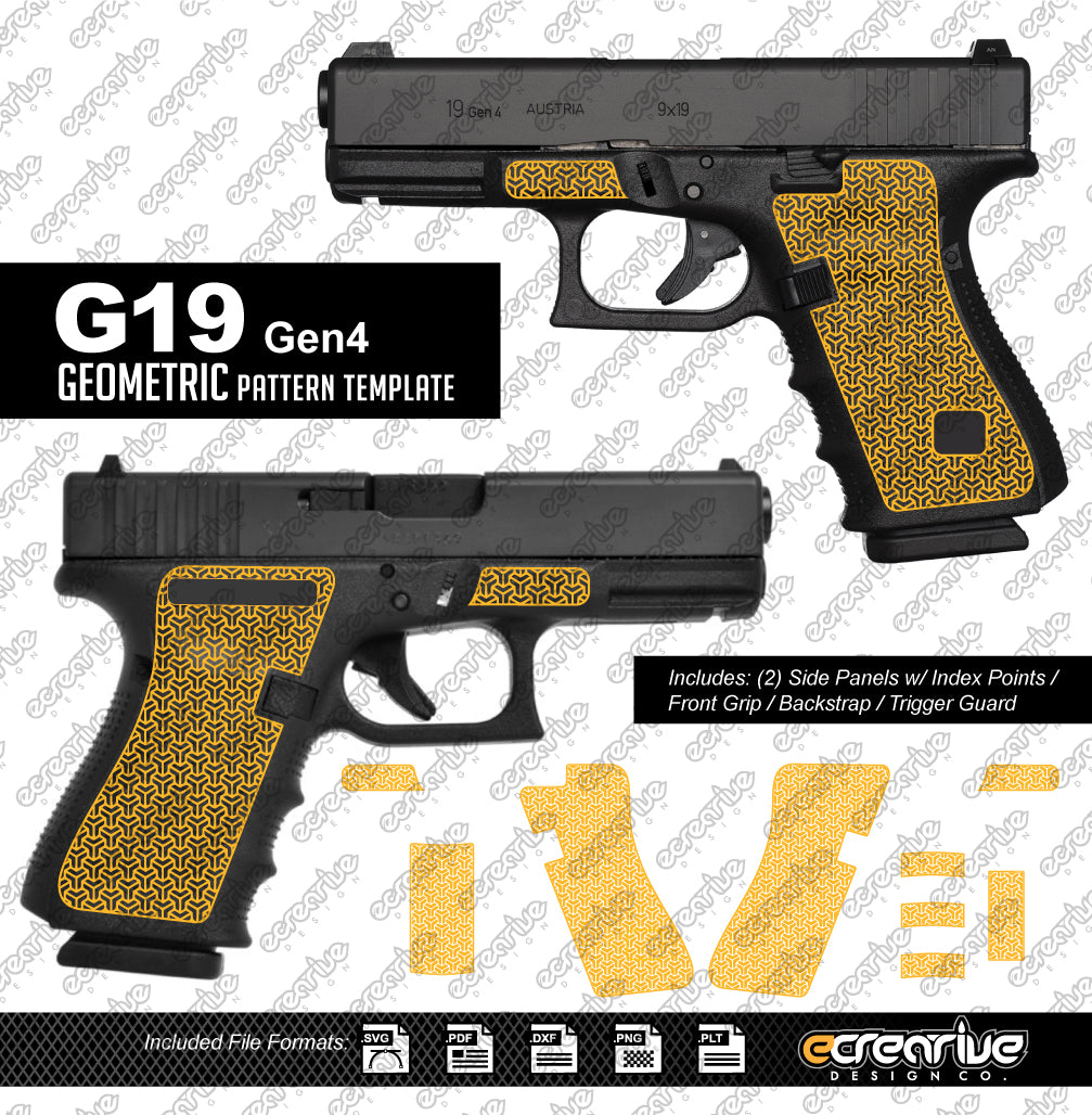 Glock G19 Gen4 GEOMETRIC Pattern Laser Stippling Template