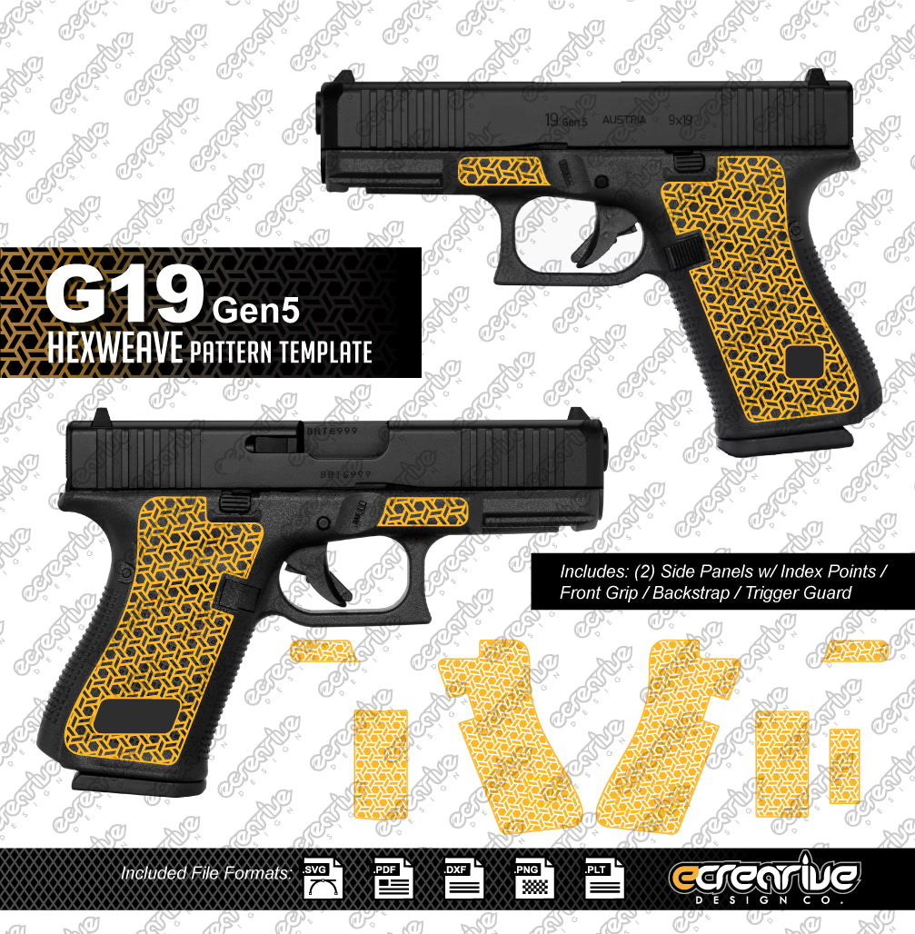 Glock G19 Gen5 HEXWEAVE Pattern Laser Stippling Template