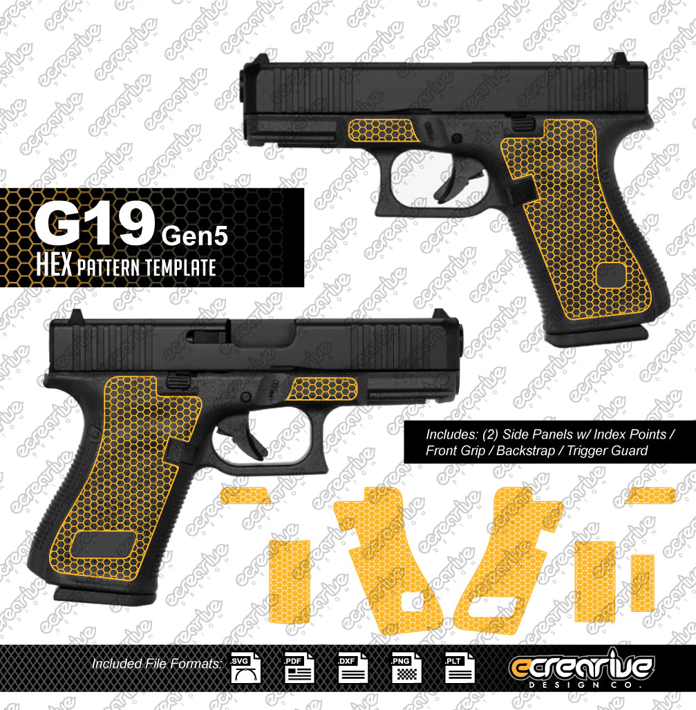 Glock G19 Gen5 HEX Pattern Laser Stippling Template