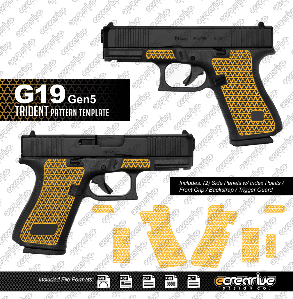 Glock G19 Gen5 TRIDENT Pattern Laser Stippling Template