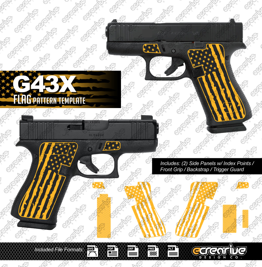 Glock G43X FLAG Pattern Laser Stippling Template