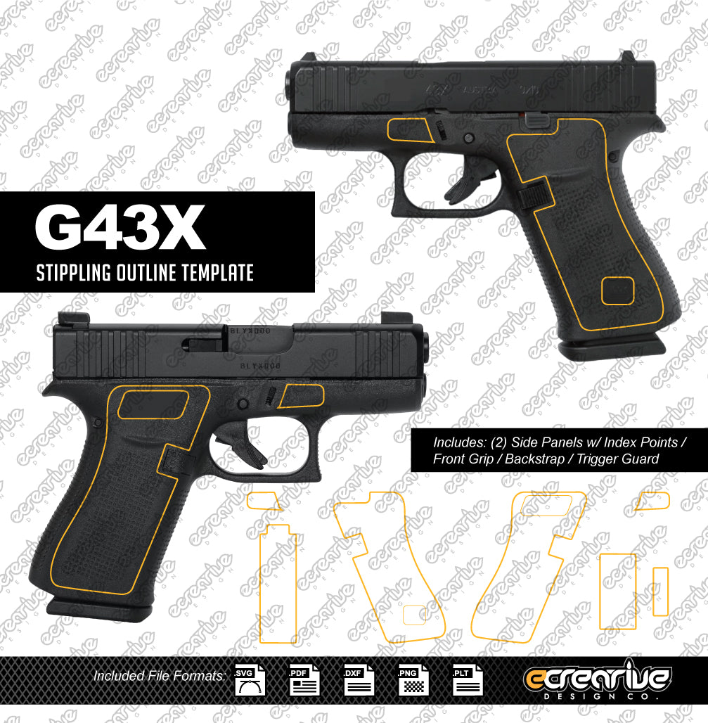 Glock G43x Laser Stippling Outline Template