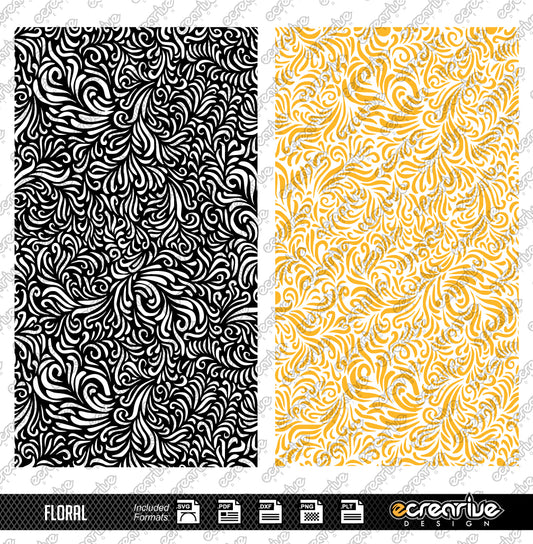 FLORAL Vector Laser Stippling Pattern Template