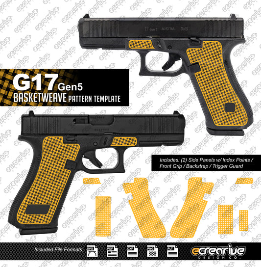 Glock G17 Gen5 BASKETWEAVE Pattern Laser Stippling Template