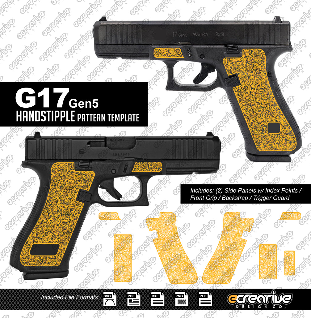 Glock G17 Gen5 HANDSTIPPLE Pattern Laser Stippling Template