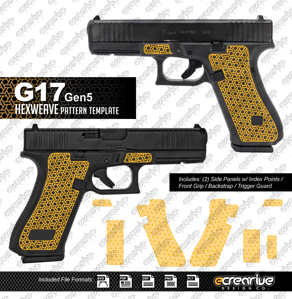Glock G17 Gen5 HEXWEAVE Pattern Laser Stippling Template