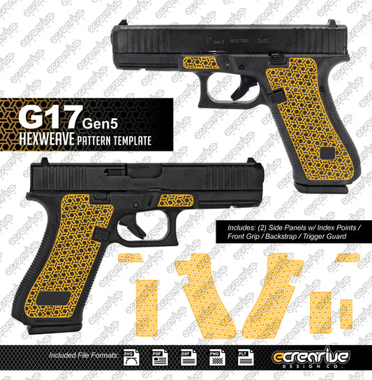 Glock G17 Gen5 HEXWEAVE Pattern Laser Stippling Template