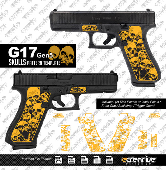 Glock G17 Gen5 SKULLS Pattern Laser Stippling Template
