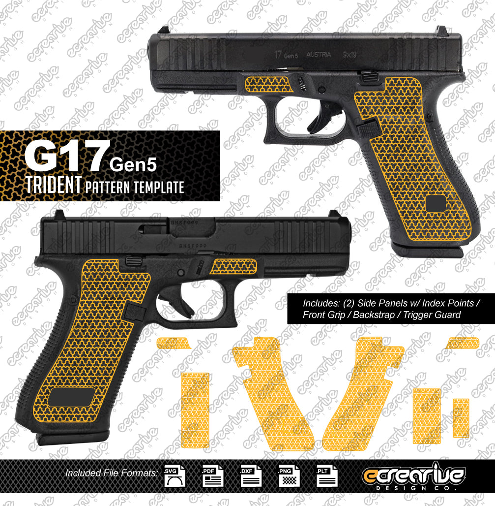 Glock G17 Gen5 TRIDENT Pattern Laser Stippling Template