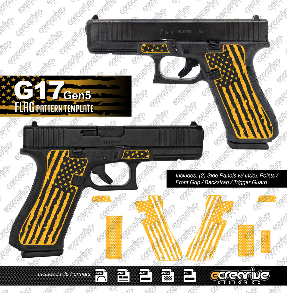 Glock G17 Gen5 FLAG Pattern Laser Stippling Template