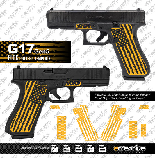 Glock G17 Gen5 FLAG Pattern Laser Stippling Template