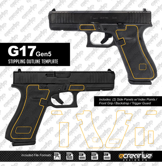 Glock G17 Gen5 Laser Stippling Outline Template