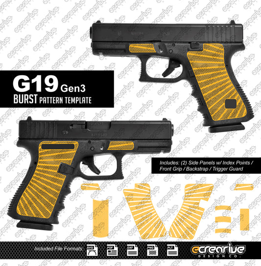 Glock G19 Gen3 BURST Pattern Laser Stippling Template