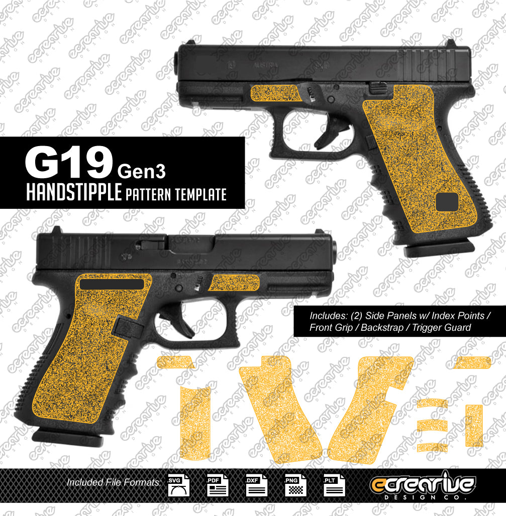 Glock G19 Gen3 HANDSTIPPLE Pattern Laser Stippling Template
