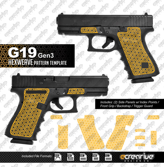 Glock G19 Gen3 HEXWEAVE Pattern Laser Stippling Template