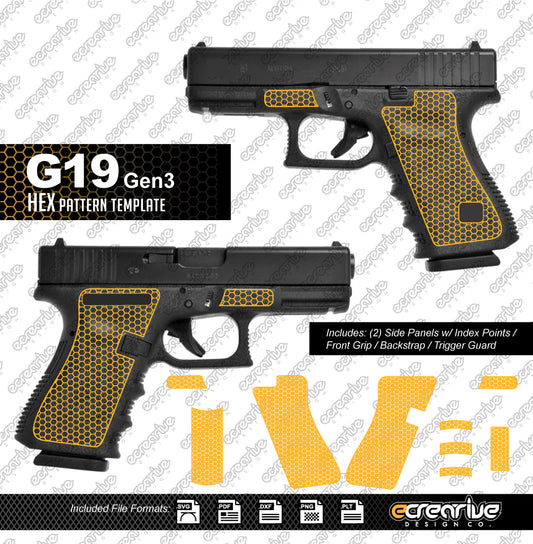 Glock G19 Gen3 HEX Pattern Laser Stippling Template