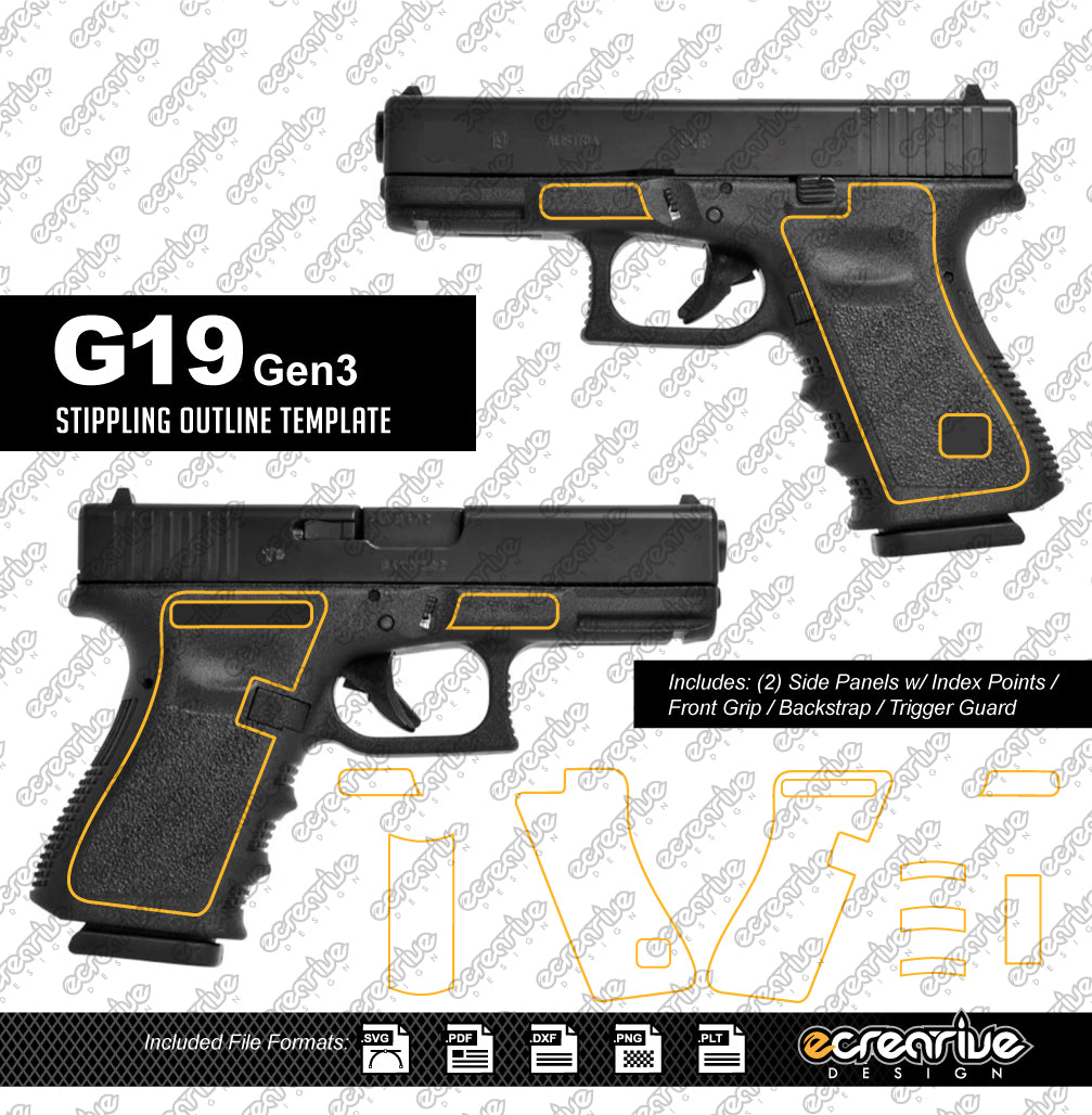 Glock G19 Gen3 Laser Stippling Outline Template