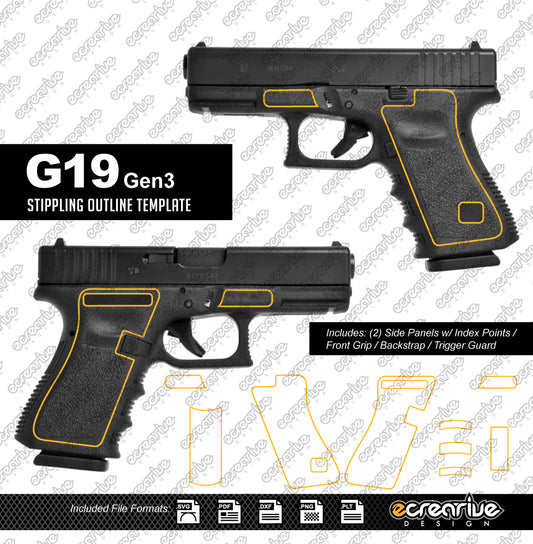Glock G19 Gen3 Laser Stippling Outline Template