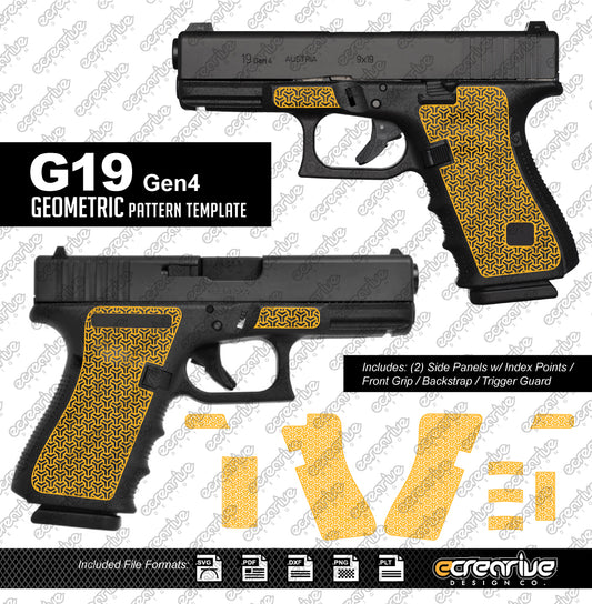 Glock G19 Gen4 GEOMETRIC Pattern Laser Stippling Template