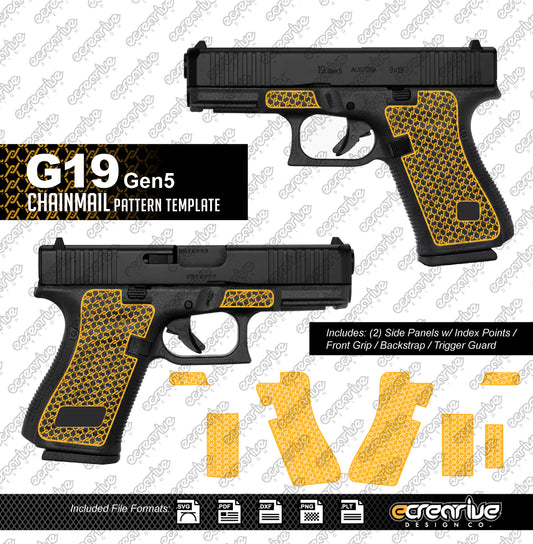 Glock G19 Gen5 CHAINMAIL Pattern Laser Stippling Template