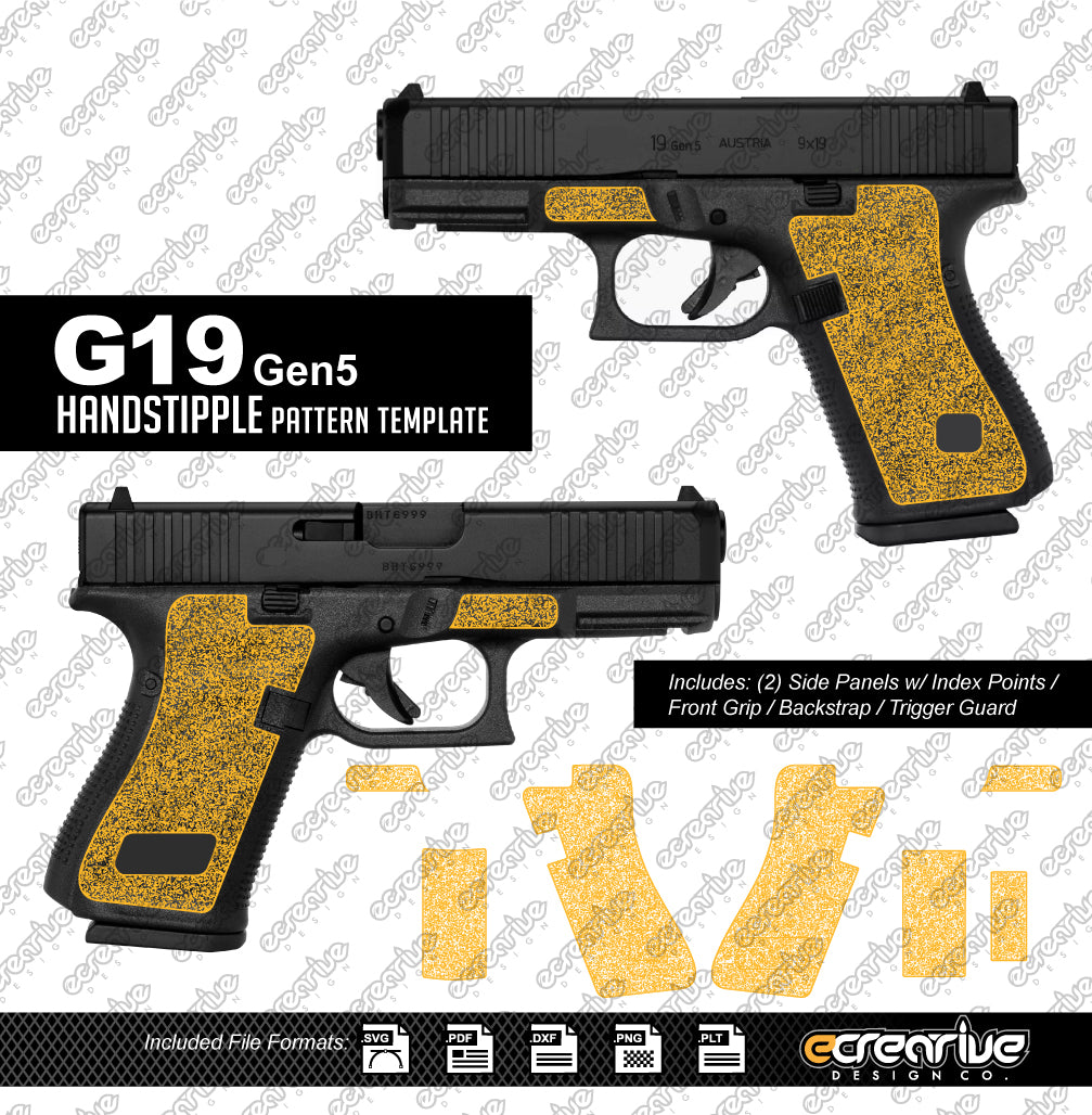 Glock G19 Gen5 HANDSTIPPLE Pattern Laser Stippling Template