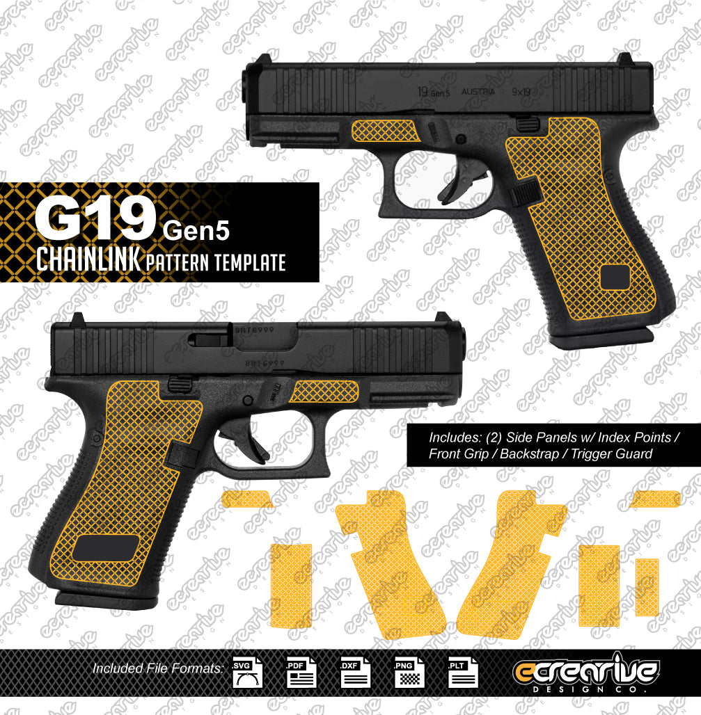 Glock G19 Gen5 CHAINLINK Pattern Laser Stippling Template