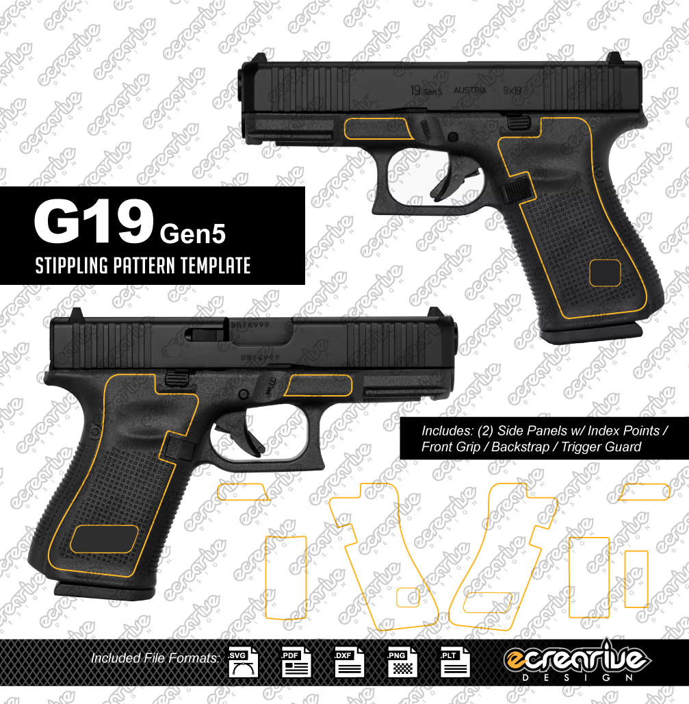 Glock G19 Gen5 Laser Stippling Outline Template
