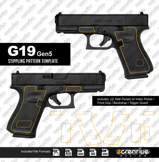 Glock G19 Gen5 Laser Stippling Outline Template
