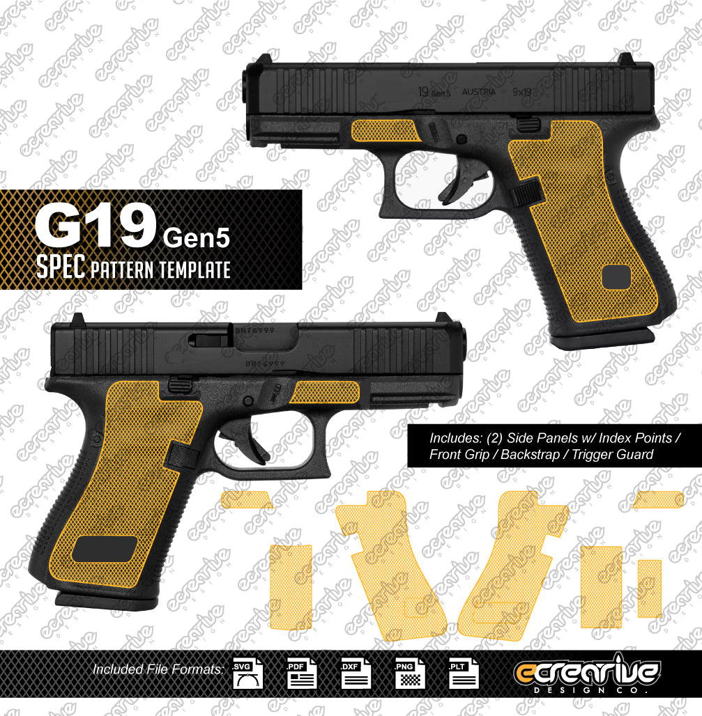 Glock G19 Gen5 SPEC Pattern Laser Stippling Template