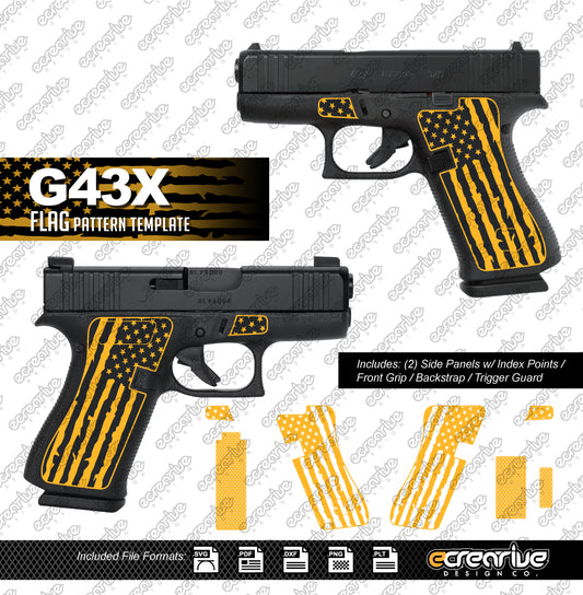 Glock G43X FLAG Pattern Laser Stippling Template
