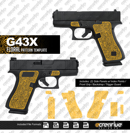 Glock G43X FLORAL Pattern Laser Stippling Template