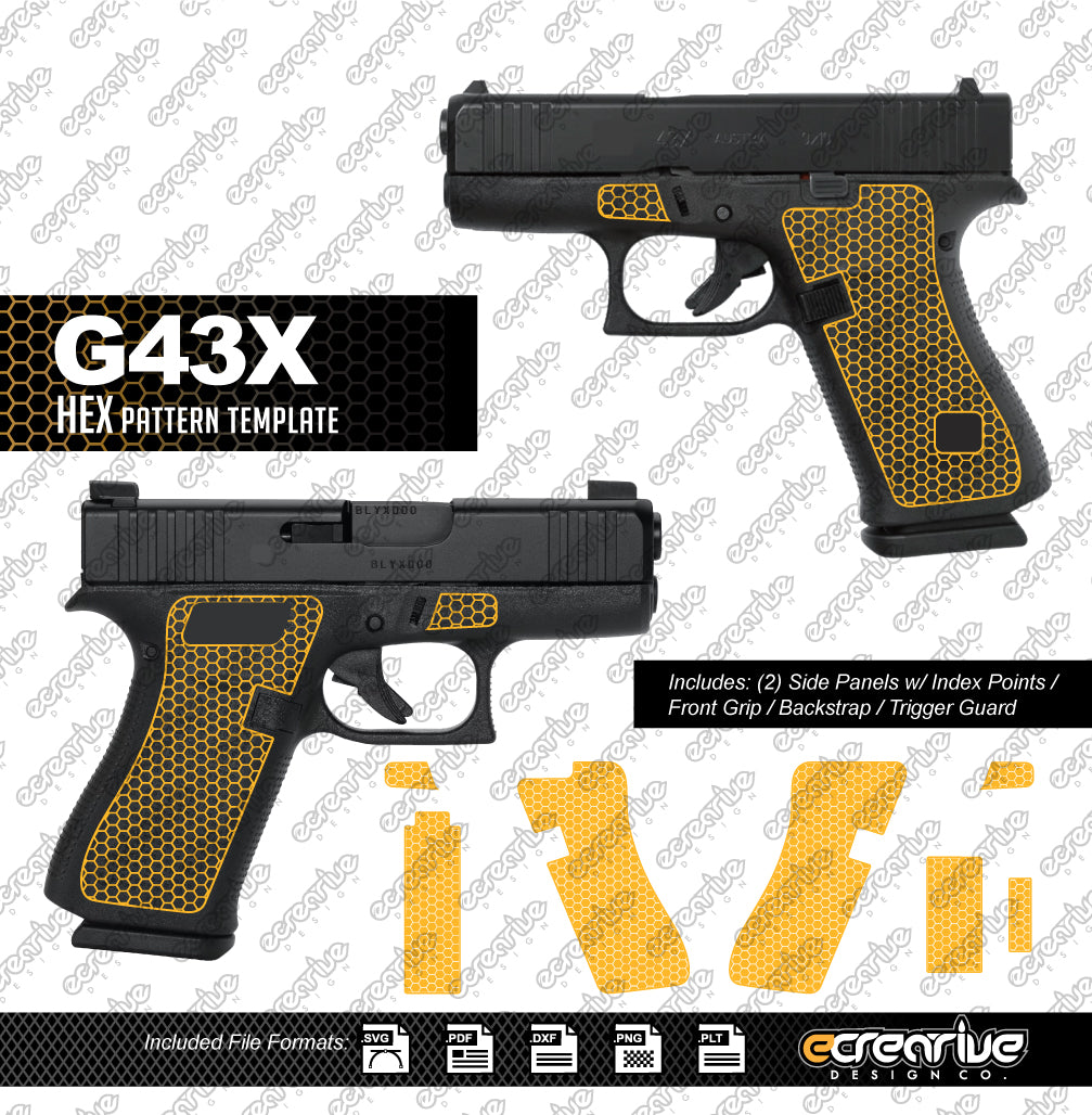Glock G43X HEX Pattern Laser Stippling Template