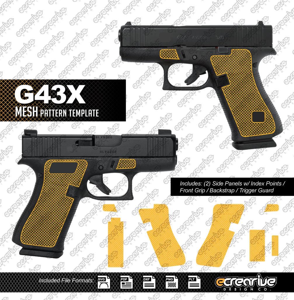Glock G43X MESH Pattern Laser Stippling Template