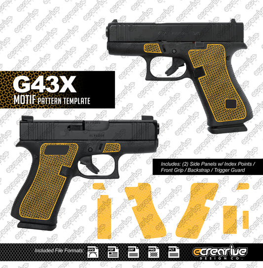 Glock G43X MOTIF Pattern Laser Stippling Template