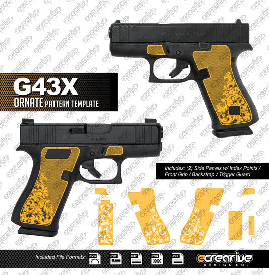 Glock G43X ORNATE Pattern Laser Stippling Template