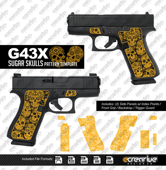Glock G43X SUGAR SKULLS Pattern Laser Stippling Template