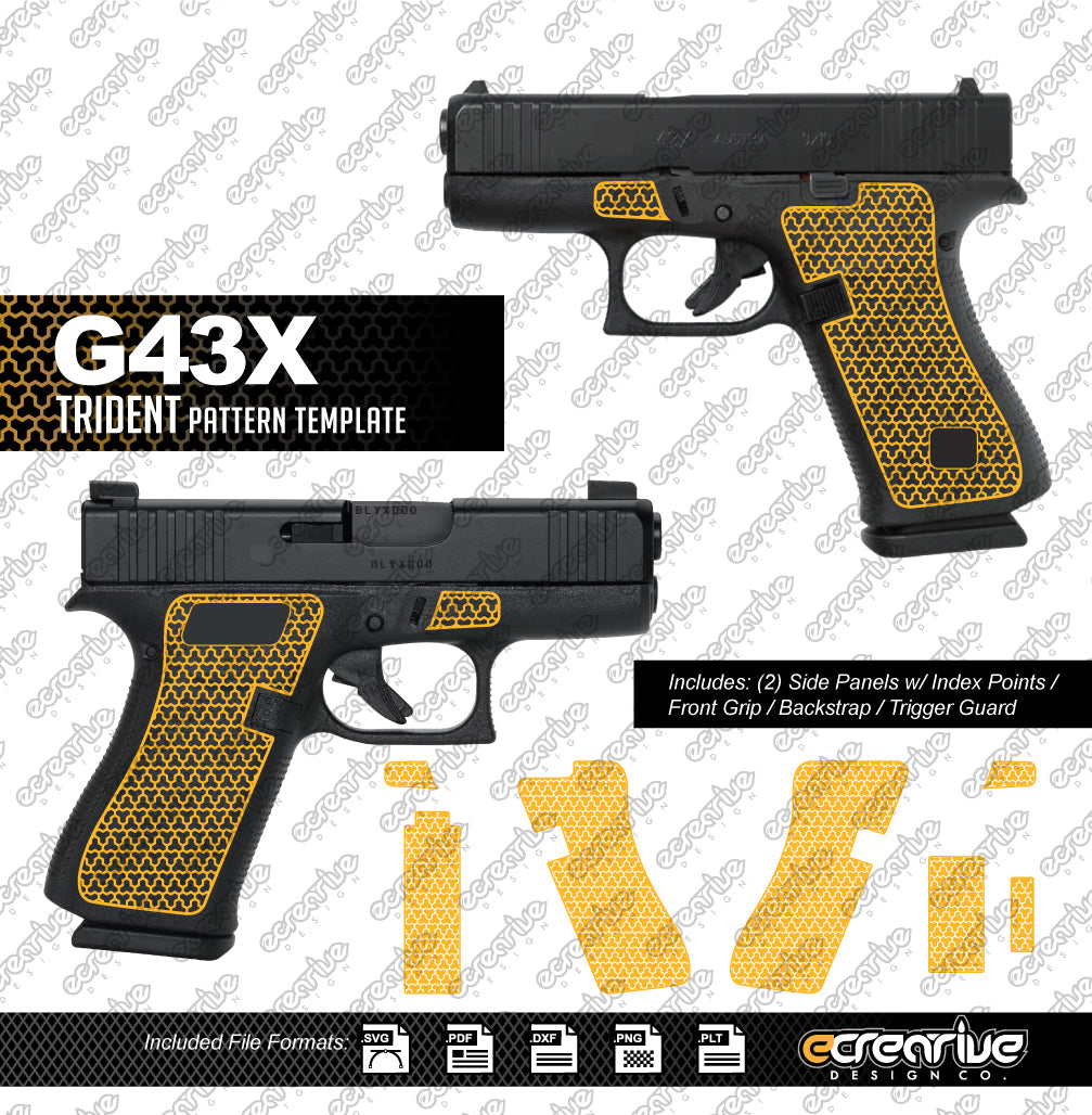 Glock G43X TRIDENT Pattern Laser Stippling Template