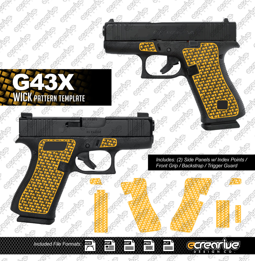 Glock G43X WICK Pattern Laser Stippling Template