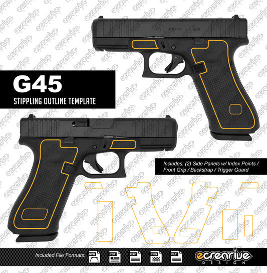 Glock G45 / G19X Gen5 Laser Stippling Outline Template