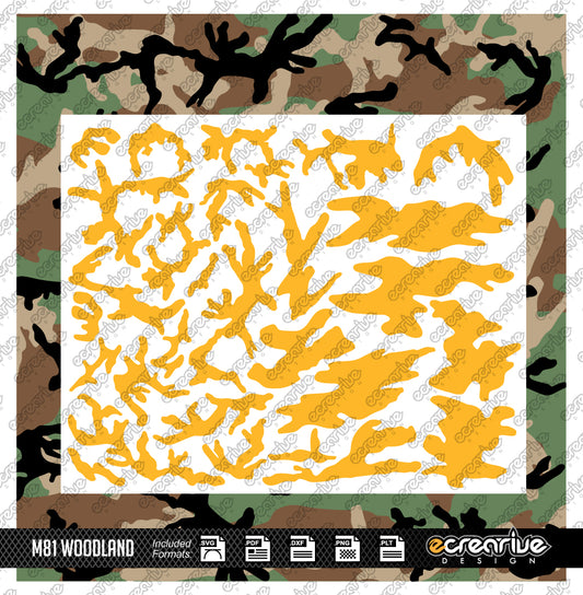 WOODLAND M81 Camo Cerakote Stencil Digital Template